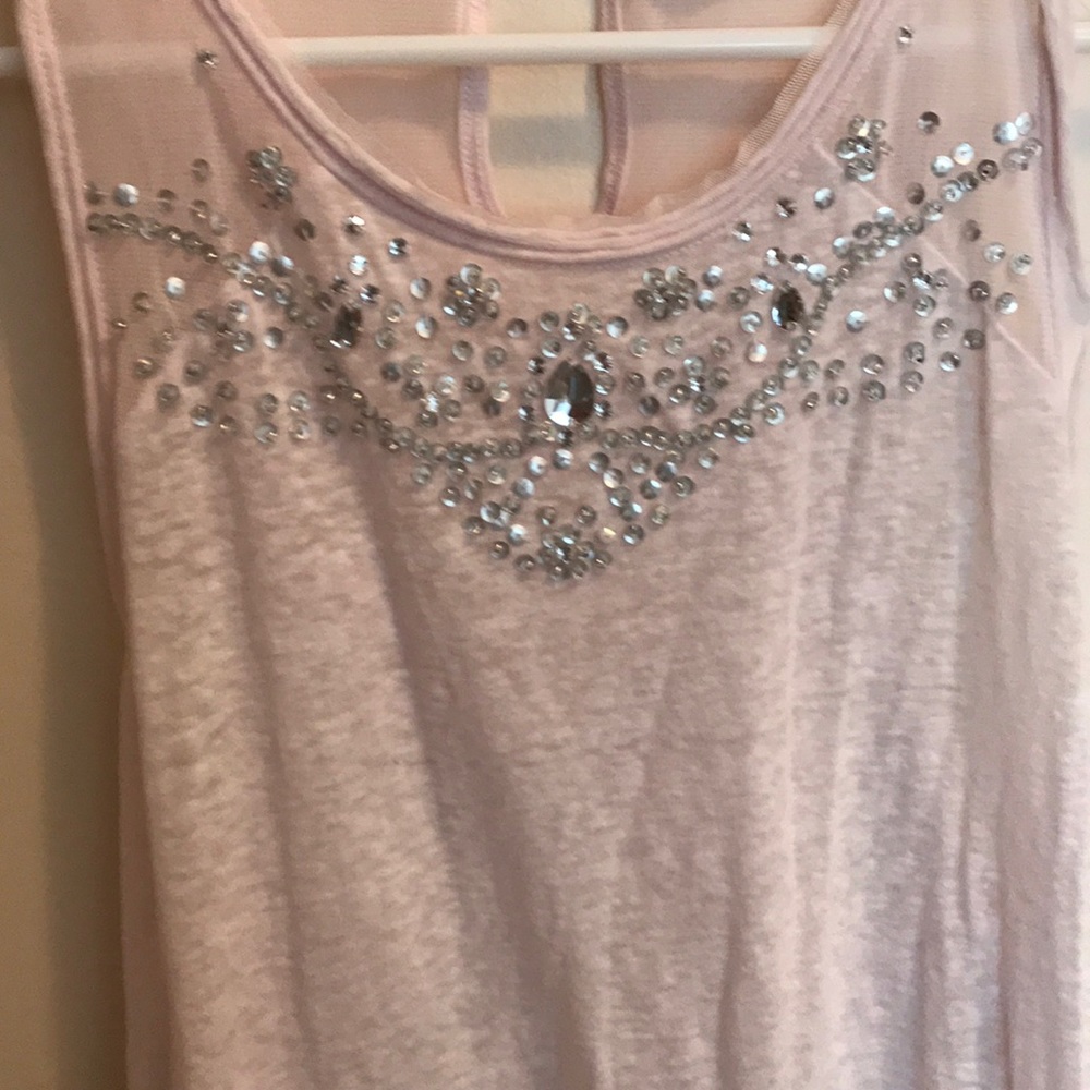 Light pink bedazzled collar tank